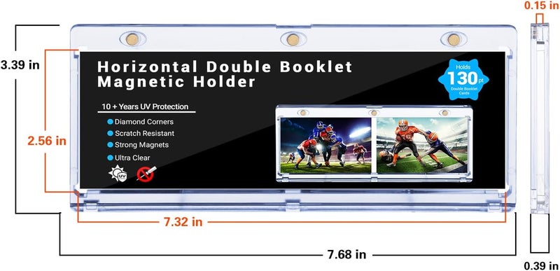 RIXUGIT 2-Pack Booklet Magnetic Card Holders - 187mm One Touch Magnetic Booklet Card Holder, Horizontal Booklet One Touch, 130PT Booklet Magnetic Case, Collection Display Frame，Inner Size 7.32"x2.56"x0.15" - Image 2